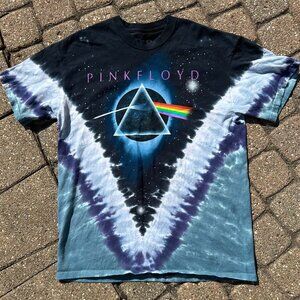 Vintage Pink Floyd Dark Side Of The Moon AOP Tie Dye Sz L 2005 Liquid Blue
